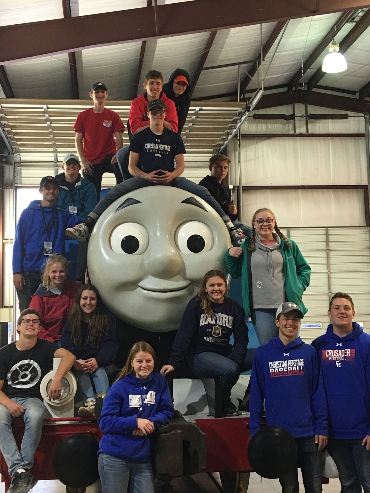 Students with Thomas the Train